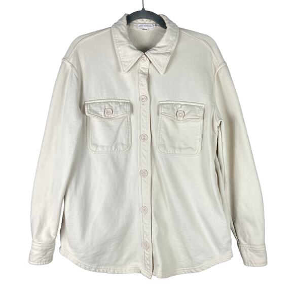 Good American Oversized Shirt Jacket Long Sleeves Cream Size 0 / XS - Picture 1 of 10